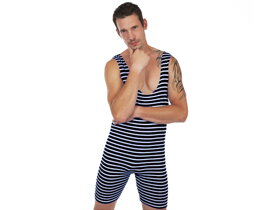 Férfi retro fekete-fehér fürdőruha - XL