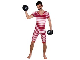 Férfi retro piros-fehér fürdőruha - XXL