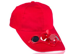 Piros szolár baseball sapka ventilátorral