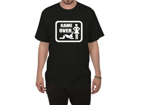Čierne svadobné tričko Game Over - veľkosť XL