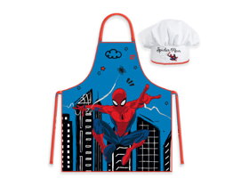 Blue Kids Apron with Chef Hat Spiderman