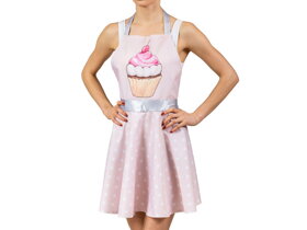 Rózsaszín konyhai kötény ruha formában