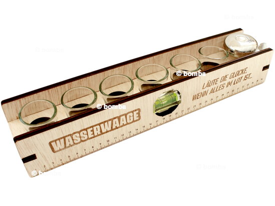 Vízmérték poharakkal és csengővel DE