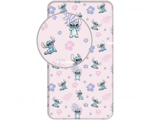 Rózsaszín gumis lepedő Disney Stitch gyerekeknek