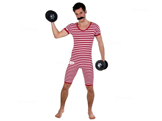 Férfi retro piros-fehér fürdőruha - XXL