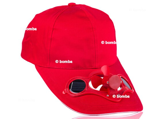 Piros szolár baseball sapka ventilátorral