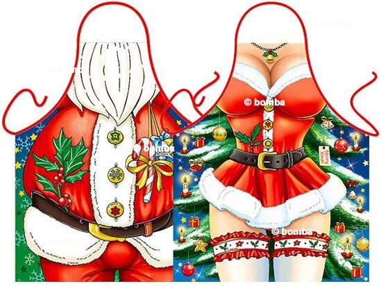Mikulás és szexi női Mikulás kötények